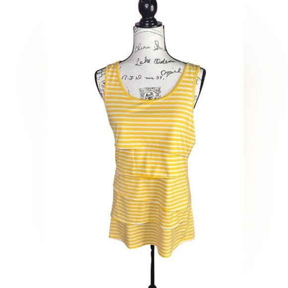 The Limited Yellow Striped Layered Sleeveless Top Size Medium - Picture 1 of 3